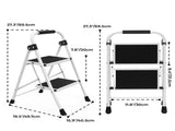 Step ladder, 2-Step Ladder Stool, 800lbs Capacity, Anti-Slip Treads & Handles, Foldable , Grey/Black 96342554