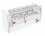 032-Velvet Fabric Storage Bench Bedroom Bench With Gold Metal Trim Strip For Living Room Bedroom W527122005