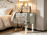 () 2-Drawer MDF Bedside Table with Mirror Finish 16.2*13*24.8in Silver 57490002