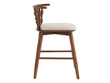 Doria Indoor Wooden Barstool, Walnut Finish With Beige Upholstery, Set of 2 N775P299416W