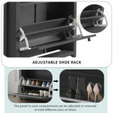 ON-TREND Functional Entryway Organizer with 2 Flip Drawers, Wood Grain Pattern Top Shoe Cabinet with WF308547AAE