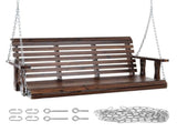 4.5 ft Wooden Porch Swing, 880 lbs Load Capacity, Heavy Duty Patio Bench with Hanging Chains, 86925308