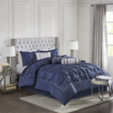 7 Piece Tufted Comforter Set Navy Cal King B03596833