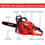 TMAXTOOL 62cc Powerful 20 inch Gas Chainsaw with 2 Stroke - Perfect for Pruning, Limbing, and W3676P337561