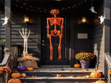 5.5ft Life-Size Halloween Skeleton with Pumpkin Head - Orange Color, Fully Poseable Joints 28854168