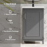 20 Inch Modern Small Bathroom Vanity Cabinet With Ceramic Basin- 20*14.5*33.3 Inches,Ample WF318756AAE
