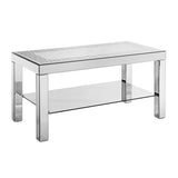 W 40 "X D 20" X H 20 "Curved border carved mirror coffee table Silver mirror glass tabletop with W1005P190425