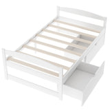 Twin size platform bed, with two drawers, white WF195910AAK