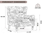Modern Accent with Retro Wood Legs, Comfy Upholstered Armchair, Floral Design Single Sofa 80427562
