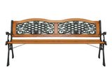49" Garden Bench Outdoor Patio Park Chair Furniture Hardwood Slats Cast Iron Frame 40097071