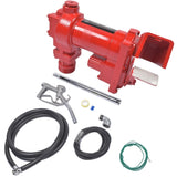 ZNTS Red 12 Volt 20 GPM Fuel Transfer Pump w/ Nozzle Kit for Car Truck Tractor Diesel Gas Gasoline 52418460