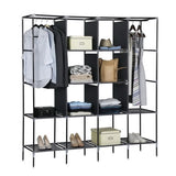 ZNTS 67" Clothes Closet Portable Wardrobe Clothes Storage Rack 12 Shelves 4 Side Pockets Gray 63742682