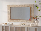 Vintage Carved Pattern Rectangular Wall Mirror, Ornate Frame for Living Room/Bedroom Retro Decor W3081P391527