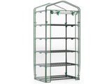 White 5-Tier Mini Greenhouse with PE Grid Cover, Tool-Free Assembly Portable Grow Tent for Indoor 08901361