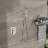 Dual Shower Head - 10 Inch Ceiling Mount Square Shower System with Rough-in Valve, Brushed Nickel W124357677