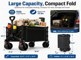 Collapsible Folding Wagon, Heavy Duty, Utility Wagon for Sports, Camping, Garden, and Shopping, 96569254
