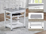 Mobile Rolling Kitchen Island Cart with Marble Top, Kitchen Trolley with Drawer, Slide-Out Wire 49275756