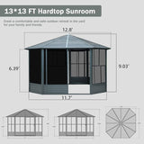 13 x 13 FT Sunroom Octagonal Solarium,Screen Houses for Outdoors Backyard with Lockable Sliding W1859P207088
