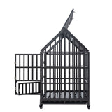 ZNTS Heavy Duty Dog Cage pet Crate with Roof & window on roof 84941990