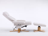 Beige Fabric Upholstered Heated Massage 360&deg Swivel Accent Chair, Chair with ottoman, Ergonomic W3248P464442