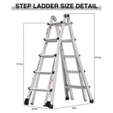 Aluminum Multi-Position Ladder with Wheels, 300 lbs Weight Rating, 22 FT W2529P201199