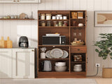 Multifunctional Kitchen Cupboard with Adjustable Shelves, Stemware Rack & Drawer, Anti-Toppling 52937032