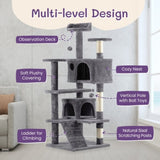 ZNTS 53 inch Multi-Level Cat Tree Cat Condo with Scratching Posts Kittens Activity Tower Pet Play House 17460876