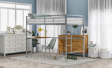 ZNTS Twin Metal Loft Bed with Desk, Ladder and Guardrails, Loft Bed for Bedroom, Silver MF286452AAN