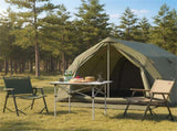 Silver 28" Foldable Camping Table with Aluminum Top, 150 lbs Capacity Portable Picnic Table with 59291166