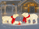 Set of 3 Lighted Polar Bear Family Christmas Decorations, Pre-lit Holiday Decor with 190 Warm White 14959507
