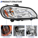 Headlight Assembly Compatible with 2004-2013 Freightliner M2, White Color, Left Driver &Right W1155P284486