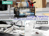 Large 2-Tier Dish Drying Rack with Drip Tray and Drainage Device, Kitchen Counter Dish 15171268