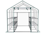 Large Walk-in Greenhouse with PE Cover & Side Windows, 12-Shelf Indoor Outdoor Portable Greenhouse 97679406