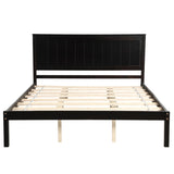 ZNTS Platform Bed Frame with Headboard, Wood Slat Support, No Box Spring Needed, Queen,Espresso 12847668