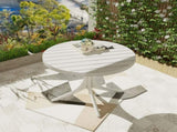 Summer - Modern White Round Plastic Table 36 Inch Indoor/Outdoor Dining Table & Coffee Table, W3450P323346
