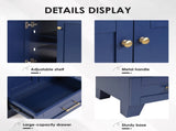 30" Blue Bathroom Vanity with Ceramic Sink - Soft-Close Drawers, Solid Wood Frame, Multi-Organizer W2896P344081