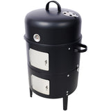 ZNTS 17 Inch Steel Charcoal Smoker, Heavy Duty Round BBQ Grill for Outdoor Cooking, Black W465P216801