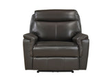 Dark Brown Power Recliner Chair Luxurious Top Grain Leather Charging Ports Living Room Furniture 1pc B011P501153