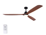 72 Inch Ceiling Fan with LED Light, 3Blade Black Walnut Wooden Fan, DC Motor, 6Speed & 1/4/8H W3816P585758