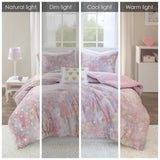 Metallic Printed Plush Comforter Set with Throw Pillow Full/Queen B035P294499
