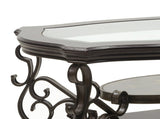 Cocktail Table, Glass table top, MDF W/marble paper middle shelf, powder coat finish metal legs. W48720760