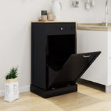 One Drawers and One-Compartment Tilt-Out Trash Cabinet Kitchen Trash Cabinet-Black W1120127325