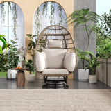 TREXM Outdoor Swivel Chair with Cushions, Rattan Egg Patio Chair with Rocking Function for Balcony, WF318105AAG