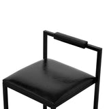Black Bar Stool with Backrest Set of 2 Counter Height PU Leather Upholstered Bar Chairs with W1757122139