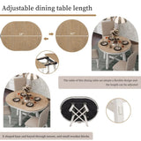 ZNTS 5-Piece Farmhouse Dining Table Set Wood Round Extendable Dining Table and 4 Upholstered Dining 80008681