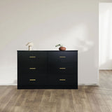 Modern Black 6-Drawer Dresser for Bedroom - Ample Storage Wide Chest of Drawers, Sturdy & Safe W1785118925