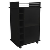 Vegas Bar Cart, Two Tier Cabinet With Glass Door, Six Cubbies For Liquor B128P176148