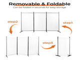 3-Fold Foldable Screen 160g Plastic Feet Polyester Fabric Carbon Steel Frame Room Divider 6FT 09706590