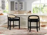 Americana Mid-Century Modern 26" Cane Back Counter Stool, Jet Black Woven B2719P238382