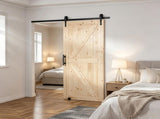 36 x 84 Inch Barn Door and Hardware Kit, Easy to Install Wood Sliding Barn Door with 8-in-1 Floor 86755689